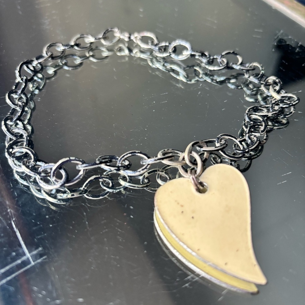 Stylish Gold and Silver Heart Charm Bracelet